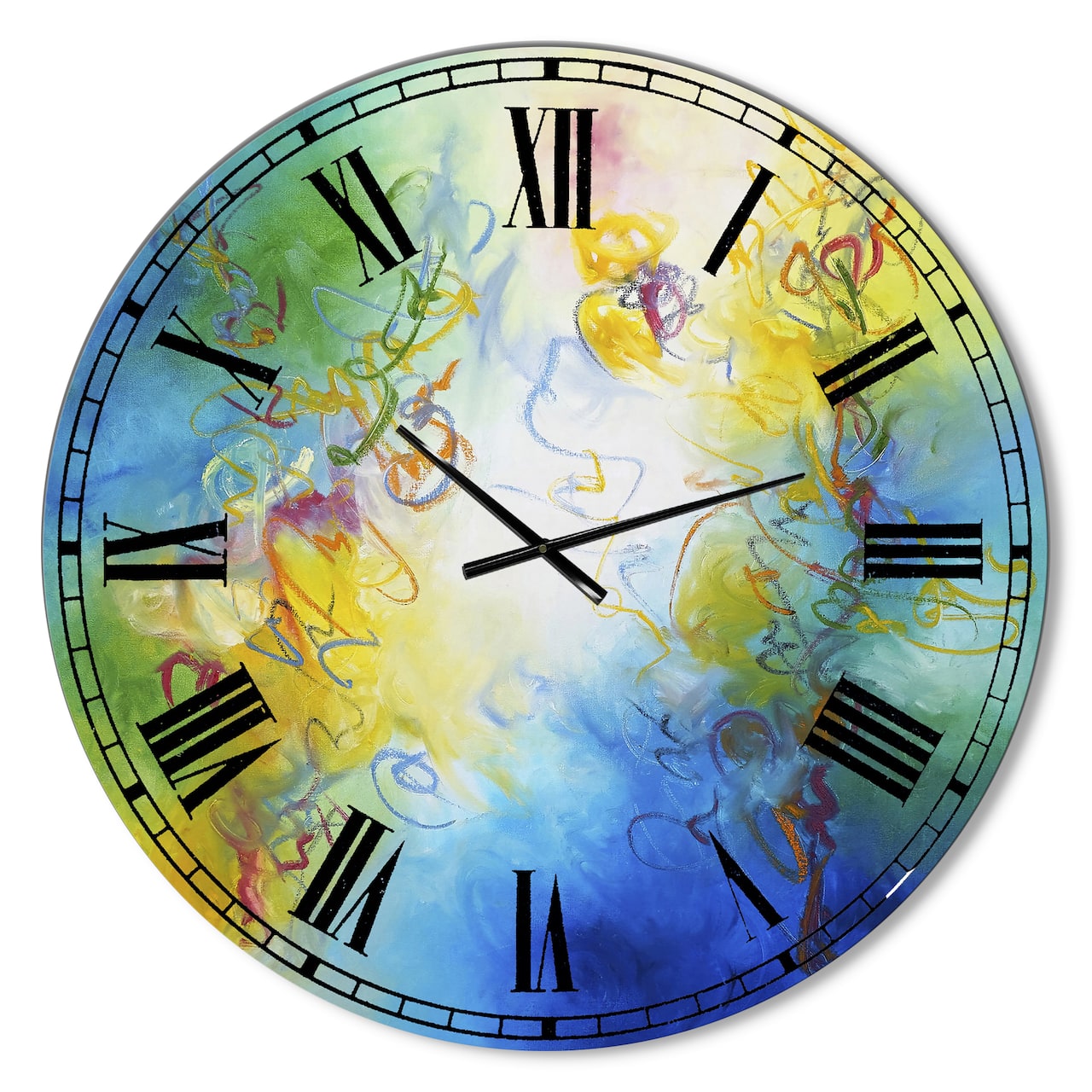 Designart 'Color Dances Oversized Modern Wall Clock